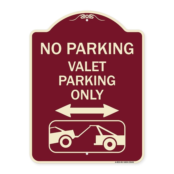 Signmission No Parking Valet Parking Only Heavy-Gauge Aluminum Architectural Sign, 24" x 18", BU-1824-23646 A-DES-BU-1824-23646 - main